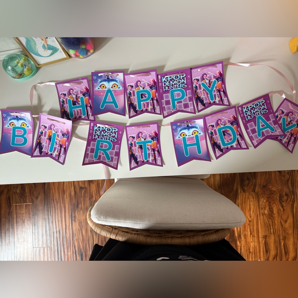 KPOP Demon hunters Happy Birthday Sign on laser paper